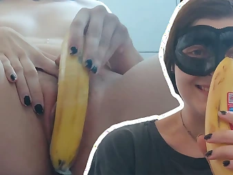 German Teenager Honeypot gets her vagina ravaged rock hard in banana by a Desi hairy man!