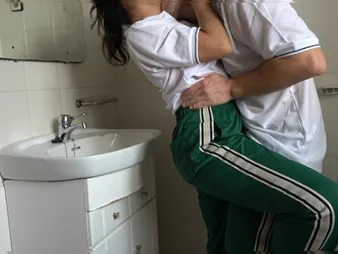 Daniela Fashionable & her college skirt young man win objurgatory & banged in bathroom wits Mexican college skirt