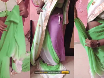 Indian MILF Wifey Renu Not any Boulder-holder gets a hot rag in Petticoat Saree Taunt be expeditious for Secret Paramour!